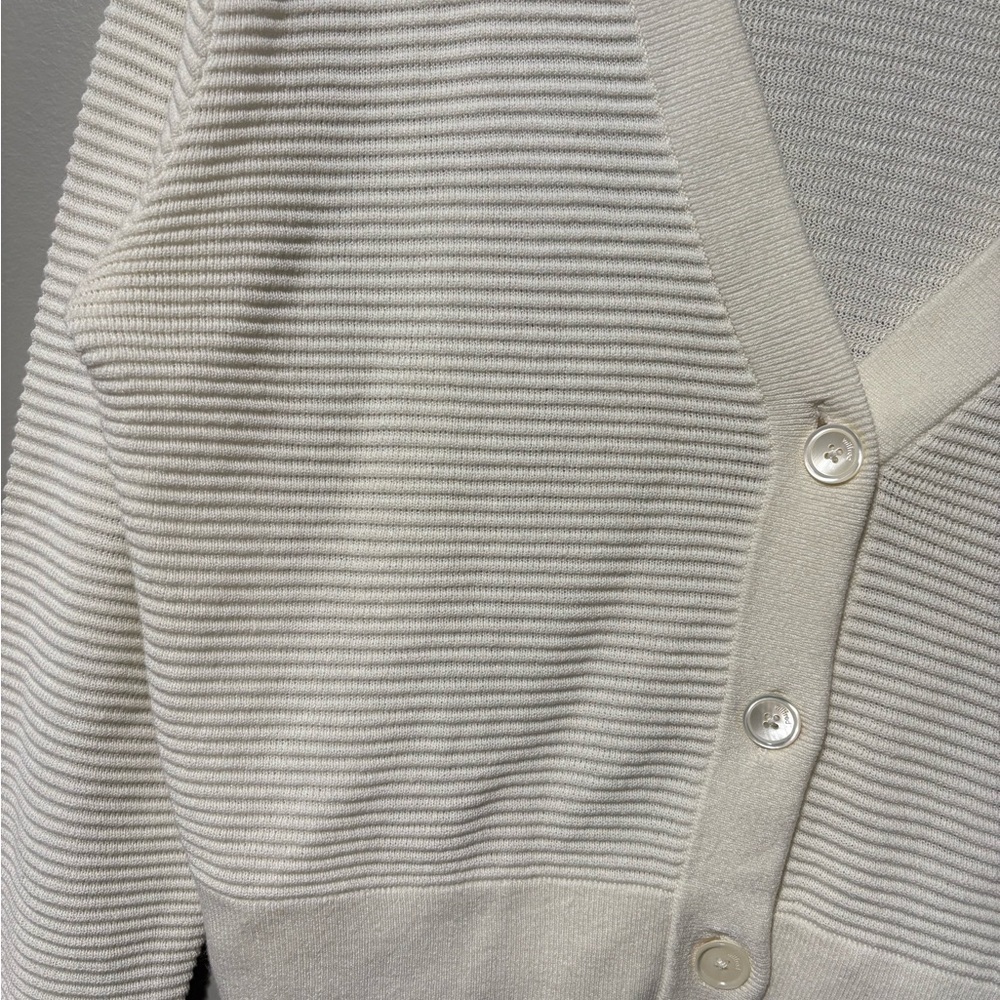 Aritzia Wilfred Santorini Cropped Textured Cream Knit Cardigan - Picture 7 of 11